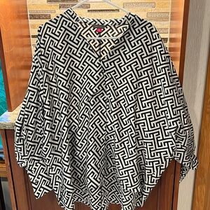Vince Camuto White and Black Silk Like Blouse NWT